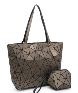Fashion Geometric Checker 2-in-1 Shopper 6628H1F BRONZE/